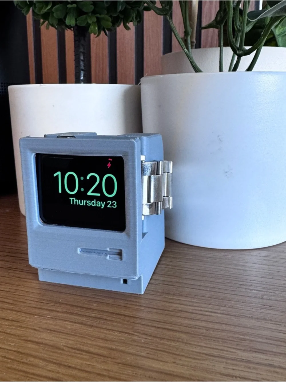 Retro Macintosh Apple Watch Charging Stand Dock Matte Gray